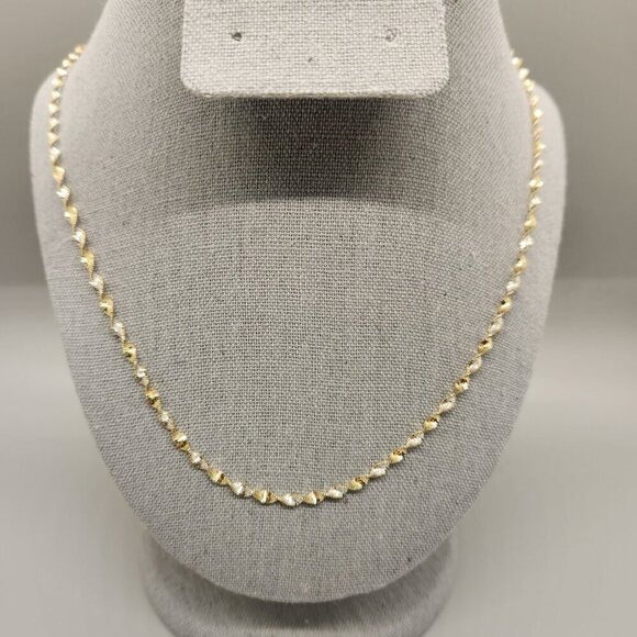 24K Gold Over Silver 24 Inch Solid Link Chain Necklace - Picture 1 of 3